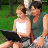 Family sharing memories outdoors